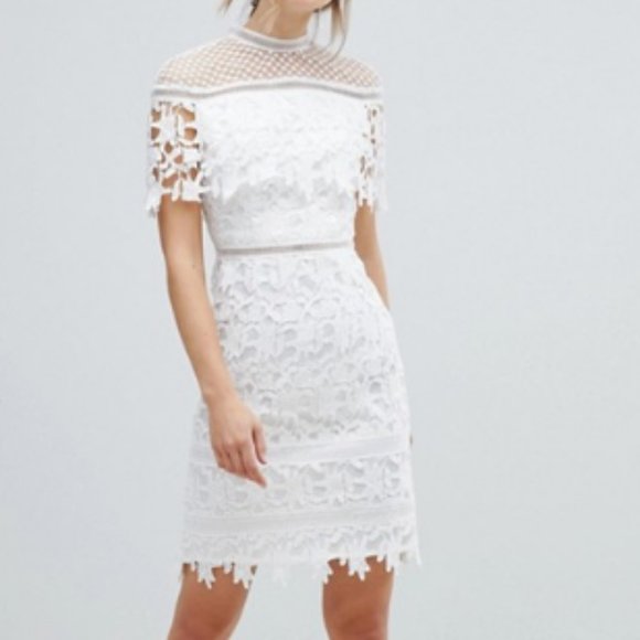 ASOS Dresses & Skirts - Chi Chi London Lace High Neck White Dress